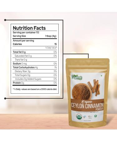 Organic Zing Cinnamon Powder | Pure and Natural | No Additives or Preservatives | Dal Cheeni Powder | Natural and 100% Pure | Packed and Produced in India - 115 gm (4 oz) Pack of 1 115 Gram ( 4.05 Ounce Pack of 1 ) - Buy Online on GoSupps.com