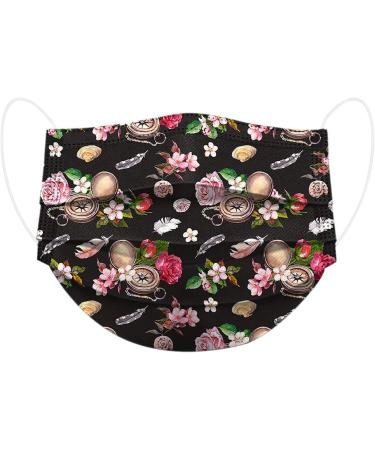 10PC Disposable Face_Masks Flower Print 3 Ply Breathable Face_Cover Flower Women Fashion Face Covering Protections Multicolor-3 As shown - Buy Online on GoSupps.com