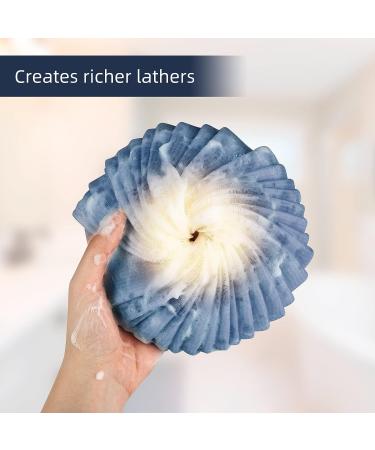 Soft Mesh Pouf Bath Sponge - Washable Reusable Shower Loofah - Gentle Exfoliating Scrubber - Grey Blue - Buy Online on GoSupps.com