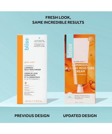 Bliss Glow Rush Vitamin C Luminous Daily Moisturizer | Brightening Hydrating & Soothing | With Ultra-Stable Vitamin C Vitamin E Squalane & Shea Butter - Buy Online on GoSupps.com