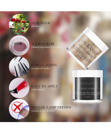 Saviland Acrylic Powder Set - 10 Glitter Colors for Professional Nail Extensions - Prom Queen Red Brown Series - DIY Christmas Gift - Buy Online on GoSupps.com