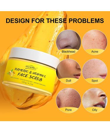 Organic Vitamin C and Turmeric Face Scrub Cream with Strawberry Extract - Brightening Exfoliator for Clearer Skin - Buy Online on GoSupps.com