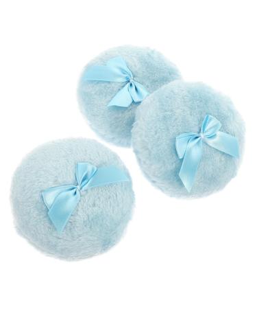 MAGICLULU Lot de 3 Houppettes Poudre pour B b Bleu Ronde Taille Moyenne Houppette en Peluche Douce Poudre M nag re Apr s le Bain pour B b et Usage Familial 10x10x3cm bleu ciel