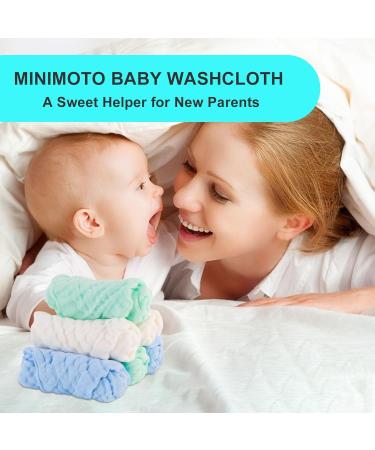 Minimoto Baby Musselin Washcloths - Soft 27.9x27.9 cm Towels for Sensitive Skin (6 Pack) - Natural Cotton Baby Accessories in White Green Blue - Buy Online on GoSupps.com