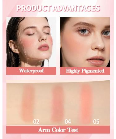 Blush Poudre Nude Abricot Finition Mate Naturelle Longue Dur e Waterproof Fard a Joue Pigment Intense Velout e Blush Cr me Utilisable Fard a Joue et Fards Paupi res Cadeau Maquillage Femme-02 - Buy Online on GoSupps.com