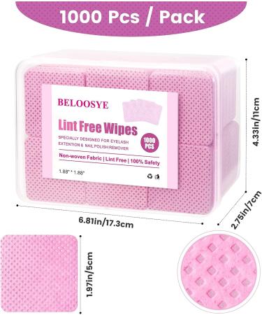 1000 PCS Pink Lint Free Nail & Lash Glue Wipes with Container - Super Absorbent Soft Non-Woven Fabric for Extensions & Nail Polish Removal - Buy Online on GoSupps.com