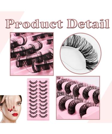 10 Pairs Eyelashes Russian Strip Lashes Natural Look Russian Strip Lashes D Curly Natural Wispy Fluffy Fake Eyelashes Lashes Lash Extensions Natural Lashes Perfect for Weddings Birthday - Buy Online on GoSupps.com