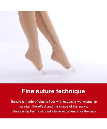 Keenso Compression Stockings for Men & Women | Zippered Midi Socks | Open Toe Firm Support for Varicose Veins - Buy Online on GoSupps.com