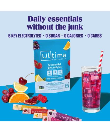 Ultima Replenisher Electrolyte Packets - 20 Count Variety Pack | Keto & Sugar Free - On the Go Hydration | Non-GMO & Vegan | Feel Replenished and Revitalized - Buy Online on GoSupps.com