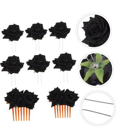 Beavorty 3 Sets Rose Hair Clip Rose Hair Comb Clip Black Rose Flower Hair Comb Wedding Hair Comb Hair Accessories for Women Wedding Bridal Bride The Flowers Steamed Stuffed Bun Abs - Buy Online on GoSupps.com