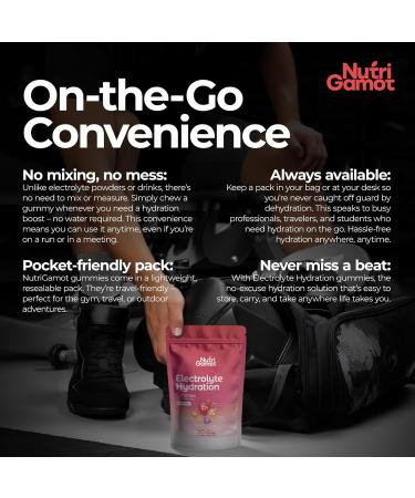 NutriGamot Electrolyte Hydration Gummies Sugar Free | Mixed Berry Flavor - 5 Essential Electrolytes for Runners Post-Workout Recovery & Endurance Energy Support Chews Great Taste 60 Gummies - Buy Online on GoSupps.com