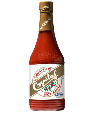Crystal Louisiana's Pure Hot Sauce with Garlic, 12 Ounce, Aged Cayenne Peppers, Medium Heat, Flavor Gumbo to Bloody Mary's Garlic 12 Ounce (Pack of 1)