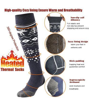 Fayhijun Merino Ski Socks for Men Women & Kids Warm Breathable Thermal Sports Socks for Skiing & Snowboarding (Sizes 36-38 Dark) - Buy Online on GoSupps.com
