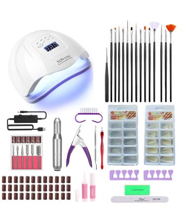 Portable USB Electric Nail Drill Polish File Kit with 120W UV LED Nail Lamp Gel Manicure Dryer Lamp Acrylic False Nail Starter Set with All-In-One Profession Nail kit Tools Suitable for beginners