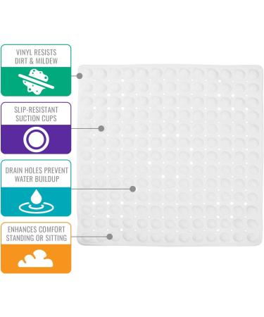 DMI Non-Slip Suction Cup Shower Mat | 21 Square White | Drain Holes | Tub or Shower - Buy Online on GoSupps.com