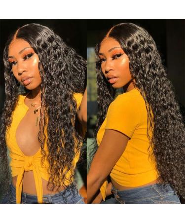 22 Inch Water Wave Lace Closure Wig | Brazilian Human Hair | Pre Plucked & HD Transparent Lace Front | 150% Density | Wet and Wavy with Baby Hair - Buy Online on GoSupps.com