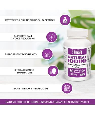 Supersmart Natural Iodine 1000mg | Thyroid & Nervous System Support | Non-GMO, Gluten-Free | 60 Capsules - Buy Online on GoSupps.com
