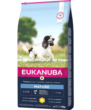 Eukanuba Premium Dog Food with Fresh Chicken for Medium Breeds - 15 kg Dry Food for Mature Dogs (1 Pack) - Buy Online on GoSupps.com