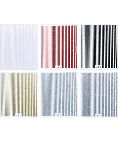 3D Glitter Lines Nail Stickers | Holographic Geometric Nail Art Decals | Self-Adhesive Metal Stripe Nail Supplies for DIY | 6 Colors Set for Women - Buy Online on GoSupps.com