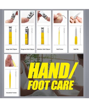 WOAMA 9 in 1 Nail Clipper Set - Manicure and Pedicure Kit for Travel - Yellow Pedicure Set - Buy Online on GoSupps.com