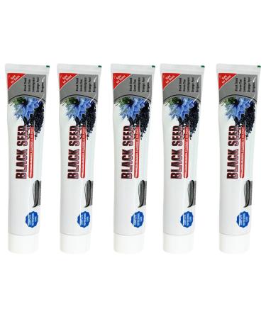 Natural Black Seed Toothpaste (5-Pack) Fluoride-Free & Paraben-Free Herbal Toothpaste for Sensitive Teeth with Lemongrass Orange Peel & Green Tea Fresh Breath & Oral Care