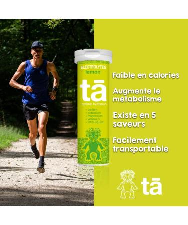 TA Energy - Tube of 12 Tablets - Hydration Tablets - Mineral Salts - Vitamins - Low Calorie - Reduces Cramps - Made in France (Lemon) - Buy Online on GoSupps.com