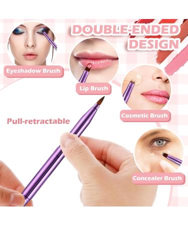 WLLHYF 3PCS Dual End Lip Brush Concealer Brushes Retractable Lipstick Eyeshadow Foundation Makeup Brush Travel Size Lipstick Brush With Cap(Gold/Purple/Black) - Buy Online on GoSupps.com