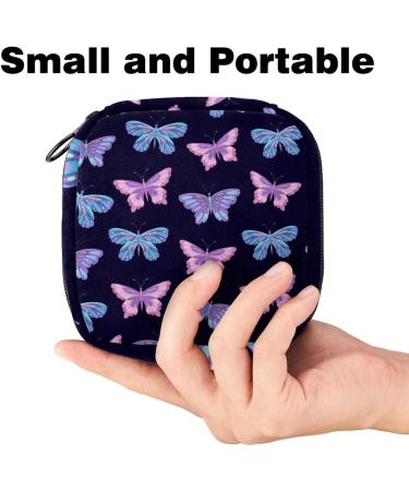 Period Pouch: Teen Girls Sanitary Napkin Storage Bag - Purple Blue Butterfly Design - Buy Online on GoSupps.com