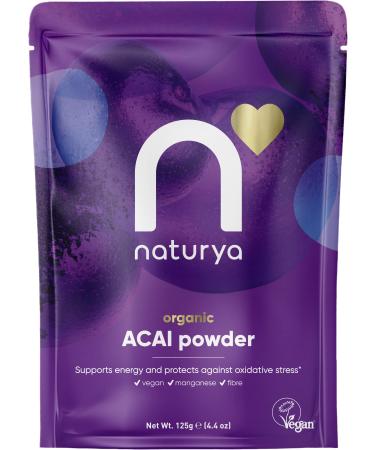 Naturya Organic A a Powder - Wild-Harvested from Amazonian A a Palms Rich in Manganese & Vitamin A High in Fibre Antioxidant Superfood Gluten-Free Vegan - 125g Pouch
