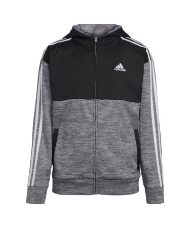 adidas Boys' Zip Front Indicator Hooded Jacket 18-20 Mixed Charcoal