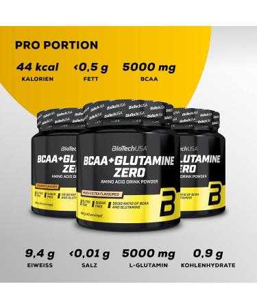 BioTechUSA BCAA + Glutamine Zero | Vegan Sugar-Free Gluten-Free | 40 Servings | 2:1:1 Ratio | Orange Flavour | 480g - Buy Online on GoSupps.com