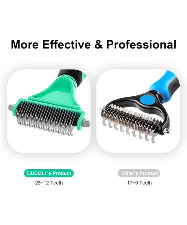 LIUCOLI Professional Pet Hair Remover Rake for Shedding - Cat, Dog, Rabbit Grooming Comb - Green - Buy Online on GoSupps.com