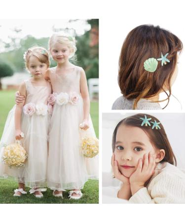 Green Shell Pearl Starfish Hair Clip Set - Acrylic Resin Alligator Clips for Women and Girls | Stylish Hair Accessories - Buy Online on GoSupps.com