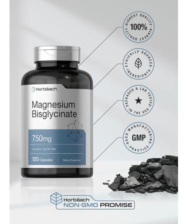 Horb ach Magnesium Bisglycinate | 120 Capsules | 750mg | Non-GMO and Gluten Free Supplement - Buy Online on GoSupps.com