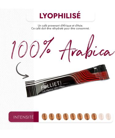 CAF S FOLLIET - Freeze-dried Coffee - Individual Stick - Instant Coffee - Soluble Coffee - Intensity 8/10 - Pure Arabica - 100% Arabica - 300 Sticks - 2 g - Buy Online on GoSupps.com