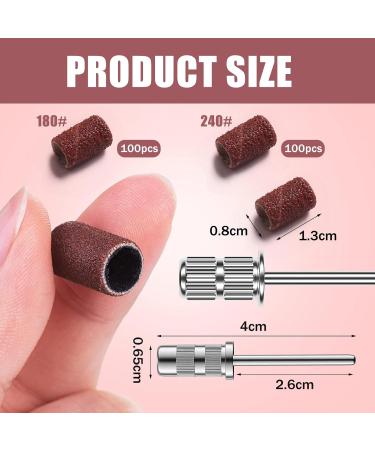 DHWEKU Nail Cutter Accessory Set Professional Manicure Pedicure Cutter Bits & Abrasive Sleeve Set for Nail Art 200 Pieces Sanding Sleeves with Nail Drill 180T/240 Nail Art Sanding - Buy Online on GoSupps.com