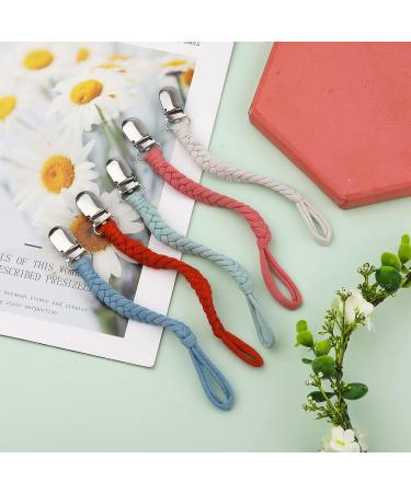 5pcs Handmade Braided Pacifier Holder Clips - Sturdy Soother Strap Leashes for Baby Boys and Girls (5 Colors) - Perfect Baby Shower or Birthday Gift - Buy Online on GoSupps.com