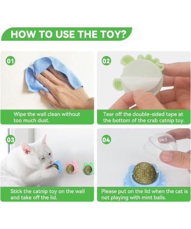 AUCENIX 3-Piece Catnip Balls Toy Set | Dental Chew & Cat Mint Wall Rollers | Edible Kitten Toys in Green Blue & Pink - Buy Online on GoSupps.com