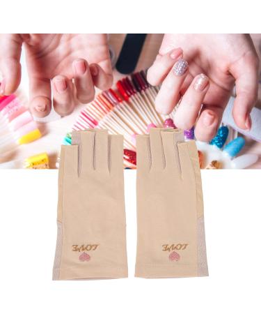 Dioche Anti UV Gloves for Gel Nail Lamp Manicure Gloves UV Protection Stretchy Breathable Fingerless Fiber Cotton Nail Lamp Gloves for Home Salon(Light Yellow) - Buy Online on GoSupps.com