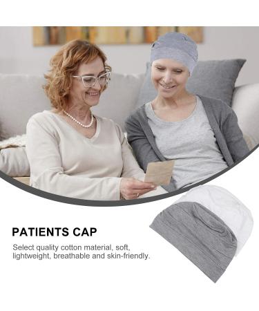 Lurrose 2Pcs Soft Beanie Chemo Cap for Women - White Gray | Cancer Headwear & Hair Loss Turban Hat - Buy Online on GoSupps.com