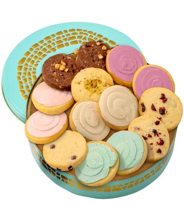 Cookie Gift Basket | Buttercream Frosting Shortbread Cookie Tin | Summer, Birthday, Him, Her Dessert Food Assortment | Bonnie and Pop