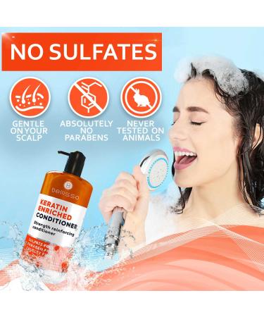 Keratin Conditioner - Sulfate & Paraben Free Deep Treatment for Dry Damaged Hair | Repair Split Ends for Curly Color Treated Straight & Frizzy Hair - Unisex Salon Formula - Buy Online on GoSupps.com