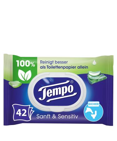Tempo wet toilet paper Tempo wet toilet paper gentle&sensitive with aloe vera 1 x 42 sheets 42 pieces (1 pack)