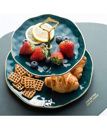 SHAOHUASC European Ceramic Double-Layer Skewer Plate Dessert Plate Cake Plate Flat Plate Jewelry Display Stand - Buy Online on GoSupps.com