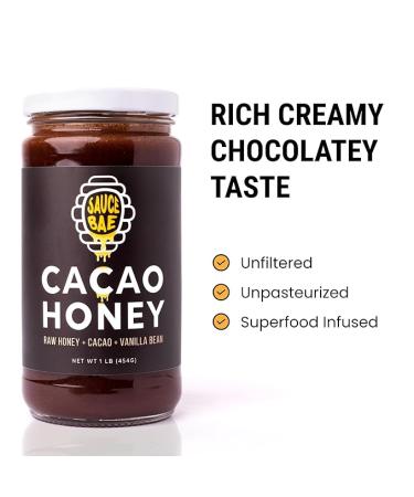 Sauce Bae Cacao Raw Honey with Vanilla Bean - Organic Unpasteurized Unfiltered  Superfood Chocolate - 1 lb - Buy Online on GoSupps.com