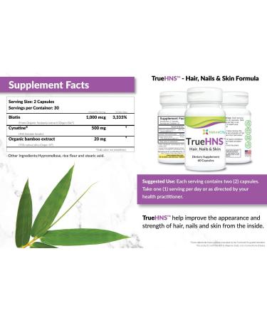 True-HNS Cynatine Keratin Supplement - 60 Veggie Capsules for Hair, Skin & Nail Support - Buy Online on GoSupps.com