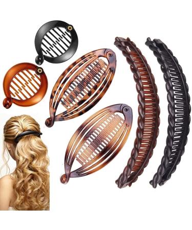 6 Pcs Banana Hair Clips Clincher Clips Tool Banana Clip Fishtail Ponytail Clip Hair Accessories Banana Set for Women Girls 3 Styles (Style 1)