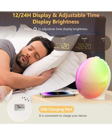 Light Alarm Clock - Sunrise Sunset Simulation Double Alarms 20 Brightness Levels 19 Colors & FM Radio - Perfect Wake-Up Light for Adults & Children - Buy Online on GoSupps.com