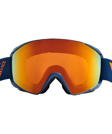 Black Crevice Ski-Gladming I Ski Goggles for Men & Women | Adjustable Anti-Fog UV400 Protection | Break-Resistant Double Disc in Navy/Orange - Buy Online on GoSupps.com