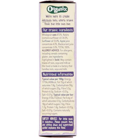 Organix Goodies From 12+ Months Organic Blackcurrant Soft Oaty Bars 6 x 30 g (Pack of 6 Total 36 Bars) - Buy Online on GoSupps.com